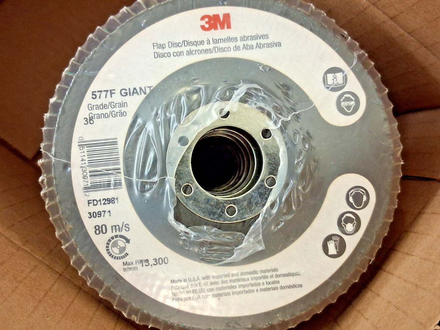 3M Zirconia Alumina Flap Discs 10PK Type 27 4-1/2" Dia 7/8" Hole 7010363149