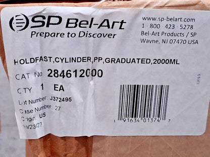 Bel-Art Polypropylene Graduated Cylinder 2000 mL Capacity 284612000