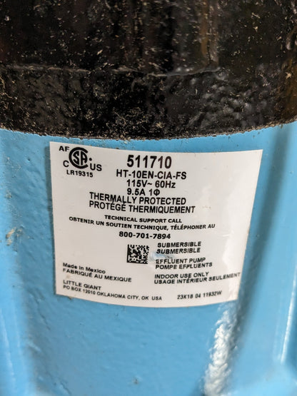 Little Giant Submersible Effluent Pump w/ Integral Mechanical Float PARTS/REPAIR