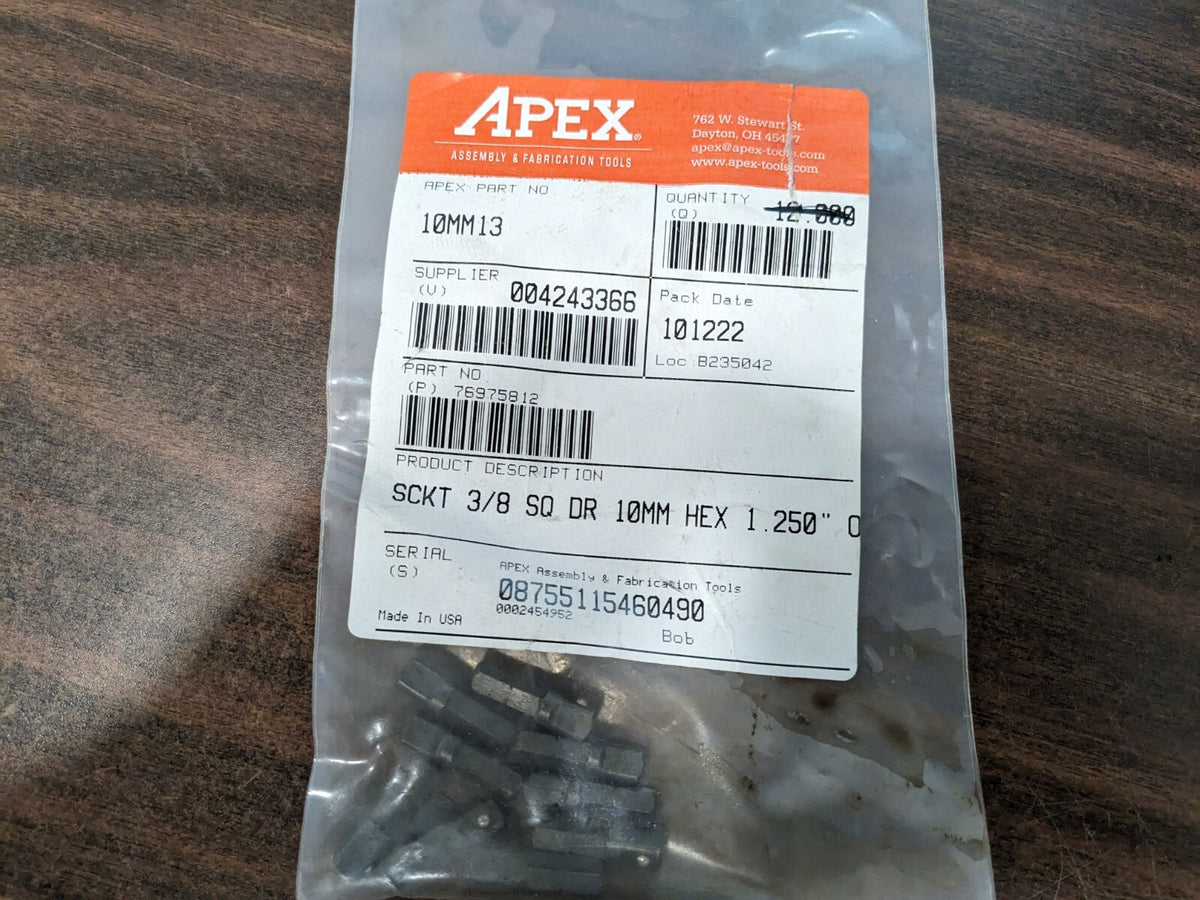 APEX Impact Socket: 3/8" Drive, Square Drive 9pk 10MM13