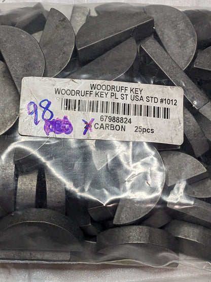 #1012 Standard Woodruff Key 1-1/2 Long x 5/16 Wide, Steel Qty 98 25CARBON