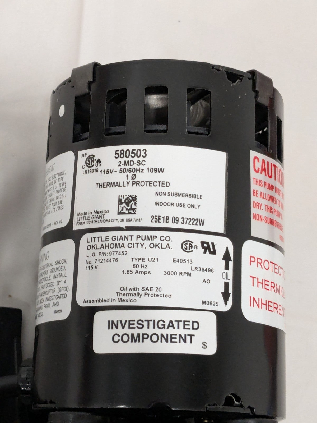 Little Giant Magnetic Drive Pump 1/25 HP, 14.6 Shut Off Feet 580503