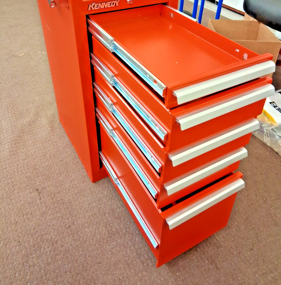Kennedy Red Steel Side Cabinet 5 Drawer 185XR