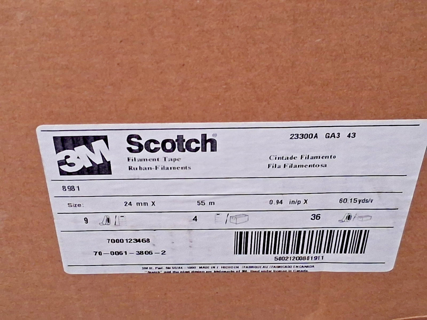 3M Scotch Packing Tape 1" Wide Clear Rubber Adhesive 9 Rolls 7000123468