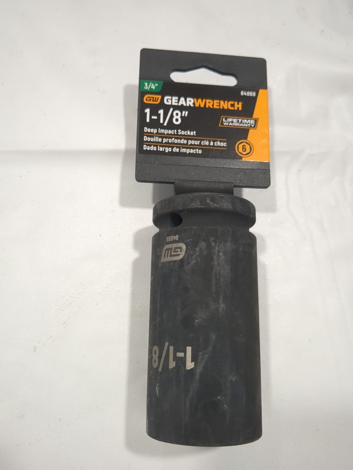 GEARWRENCH Impact Socket: 3/4" Drive, 1-1/8" Socket, Hex Drive 84869