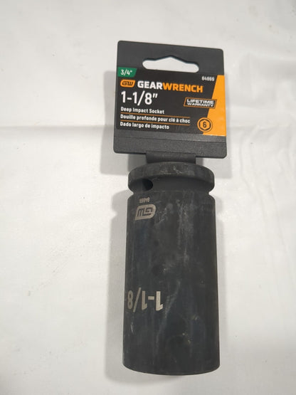 GEARWRENCH Impact Socket: 3/4" Drive, 1-1/8" Socket, Hex Drive 84869