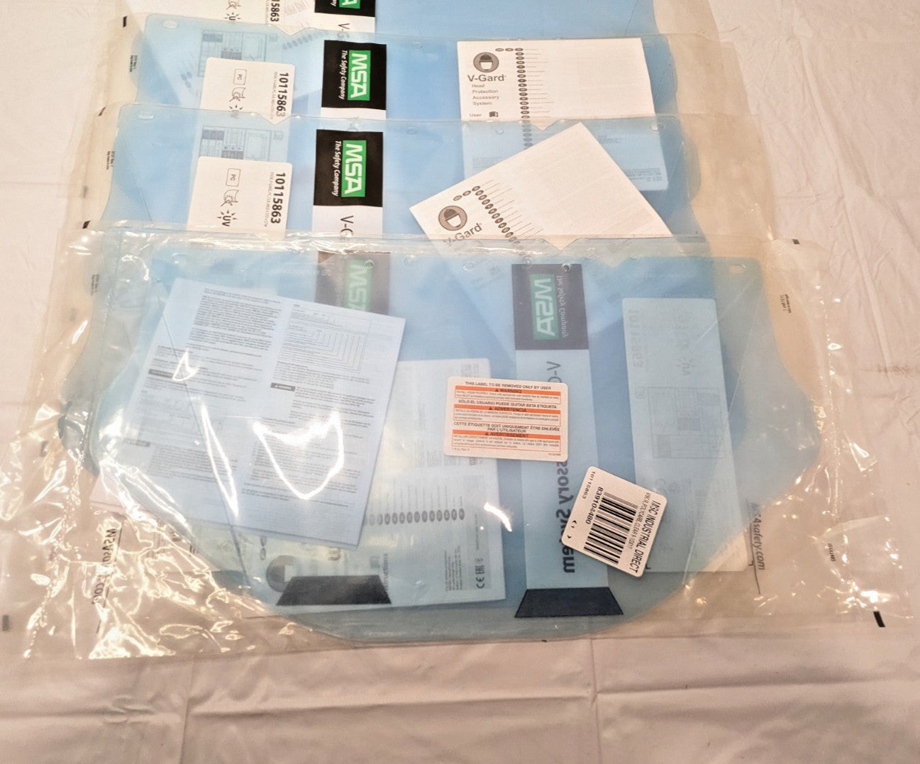 5 PK MSA V-Gard Face Protection Visors Contoured Clear PC 9.5"x17"x.04" 10115863