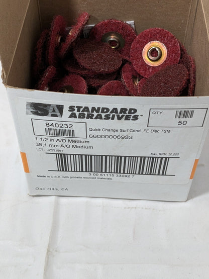 (50) SA Quick-Change Disc: TSM, 1-1/2" Dia, Aluminum Oxide, Non-Woven 7000046856