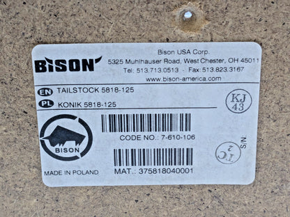 BISON Tailstock 4.92" Centerline Height w/Dead Center 5818-125