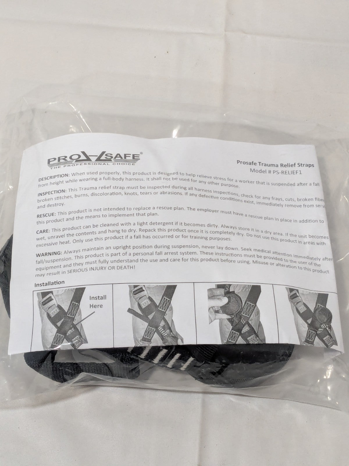 PRO-SAFE Fall Protection Relief Strap: Use w/Full-Body Harnesses PS-RELIEF1