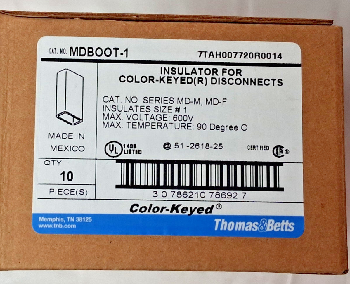 Thomas &amp; Betts Female and Male Pigtail Connectors 600 Volt QTY10 MDBOOT-1
