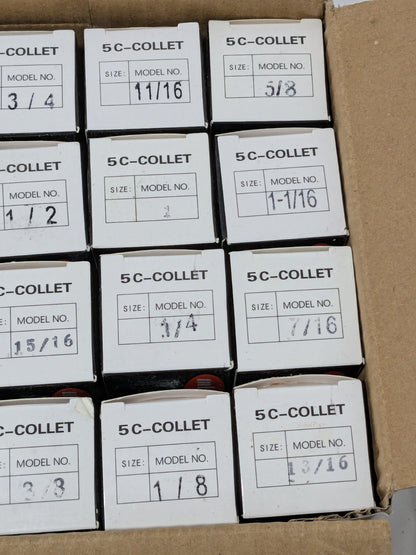 5C Collet Set With Tray: 18 Pc, 1/16 to 1-1/8" Capacity 230-8018