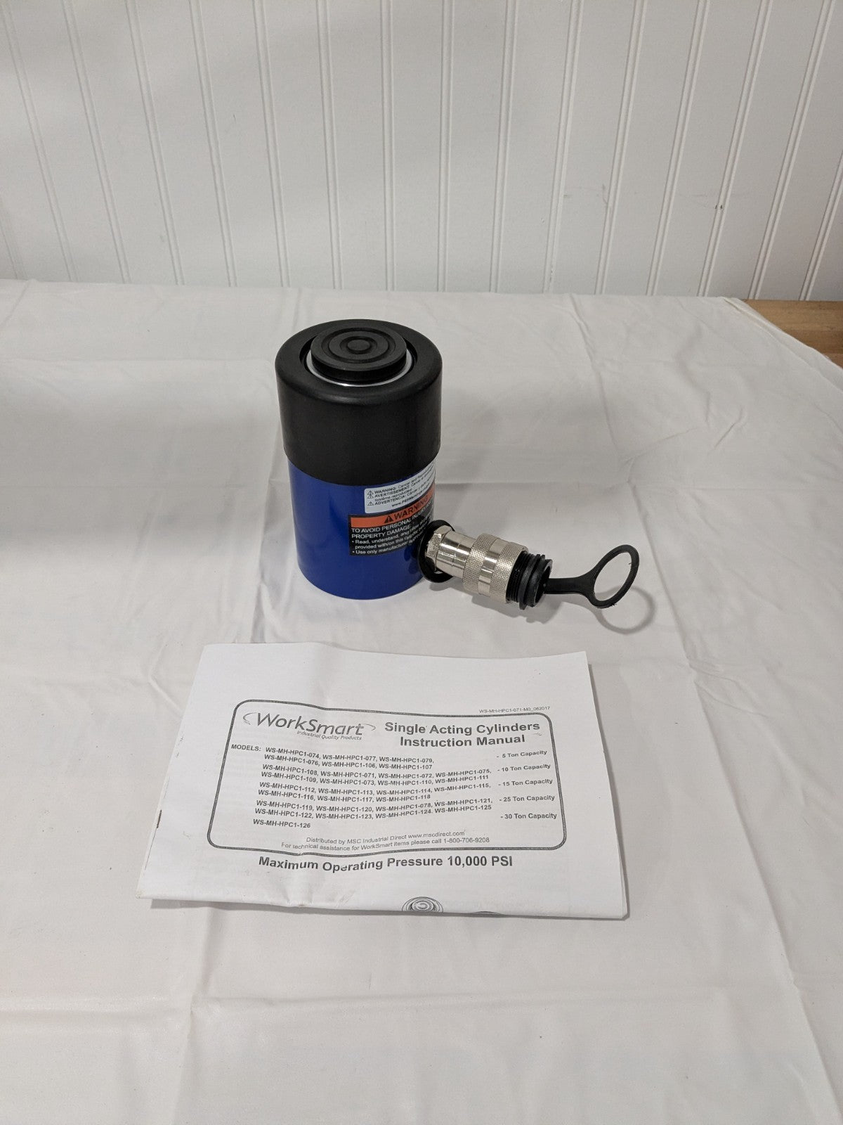 WorkSmart Portable Hydraulic Cylinder: Single Acting, 5.25 cu PS-MH-HPC1-119