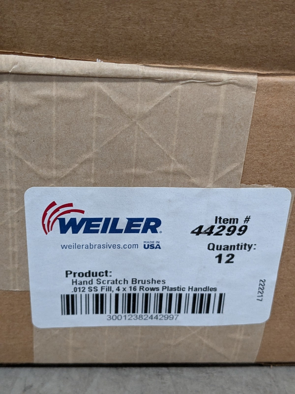 (12) Weiler Hand Wire Scratch Brush .012 SS Fill 4x16 Rows Plastic Block 44299