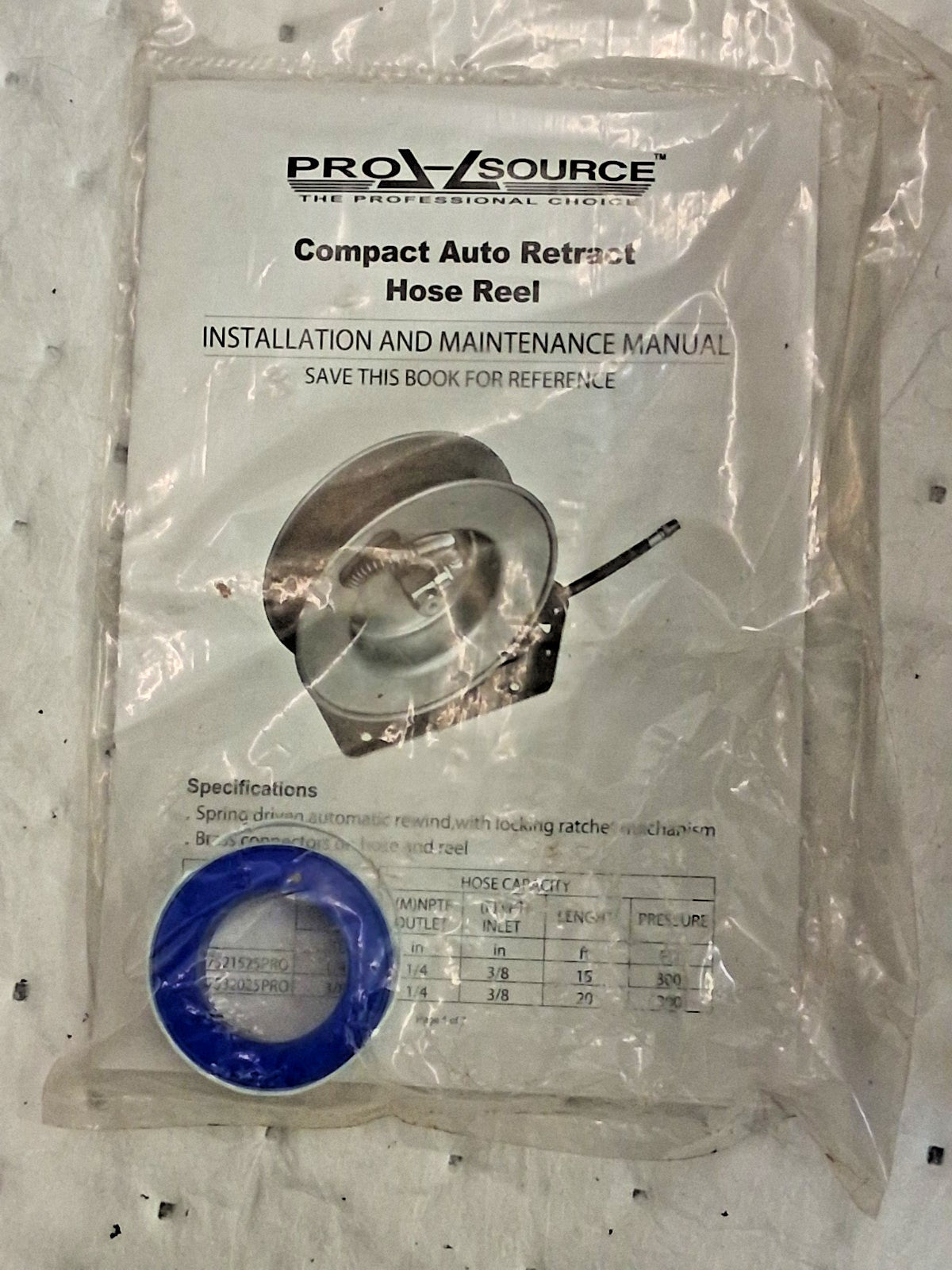 Pro-Source Spring Retractable Hose Reel with Hose 3/8" ID Hose x 20ft 2857532025