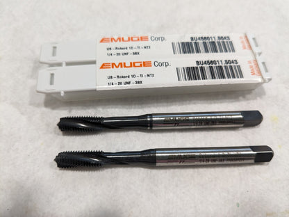 EMUGE Spiral Flute Taps 2pk: 1/4-28 UNF, 3 Fl BU456011.5043
