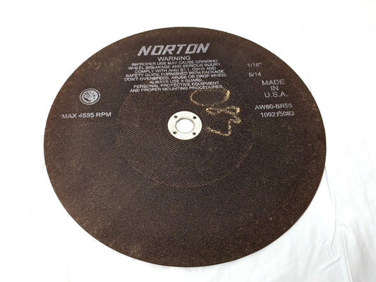 Norton 10" Aluminum Oxide Cutoff Wheel 80G 1/16" Thick X 5/8" Arbor 66253340051