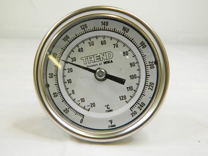WIKA Bimetal Dial Thermometer: 0 to 250 ° F, 4" Stem Length 52877149