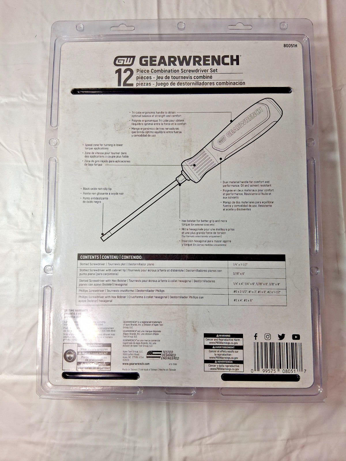 Gearwrench Phillips Dual Material Screwdriver Set 12 pcs 80051H