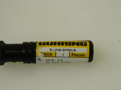 Guhring Solid Carbide Jobber Drill 3.5mm Dia. x 66mm OAL QTY 2  9055180035000
