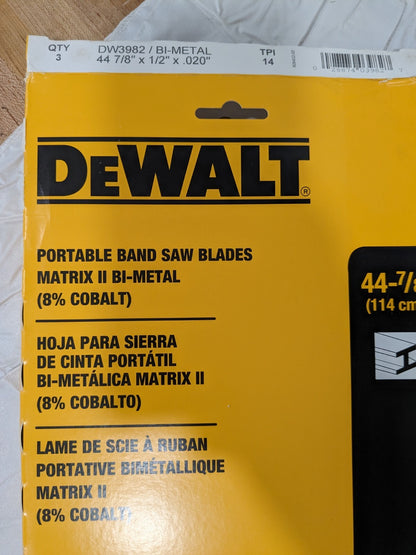 DEWALT Portable Bandsaw Blade 6pcs: 1/2" Wide, 0.02" Thick, 14 TPI DW3982