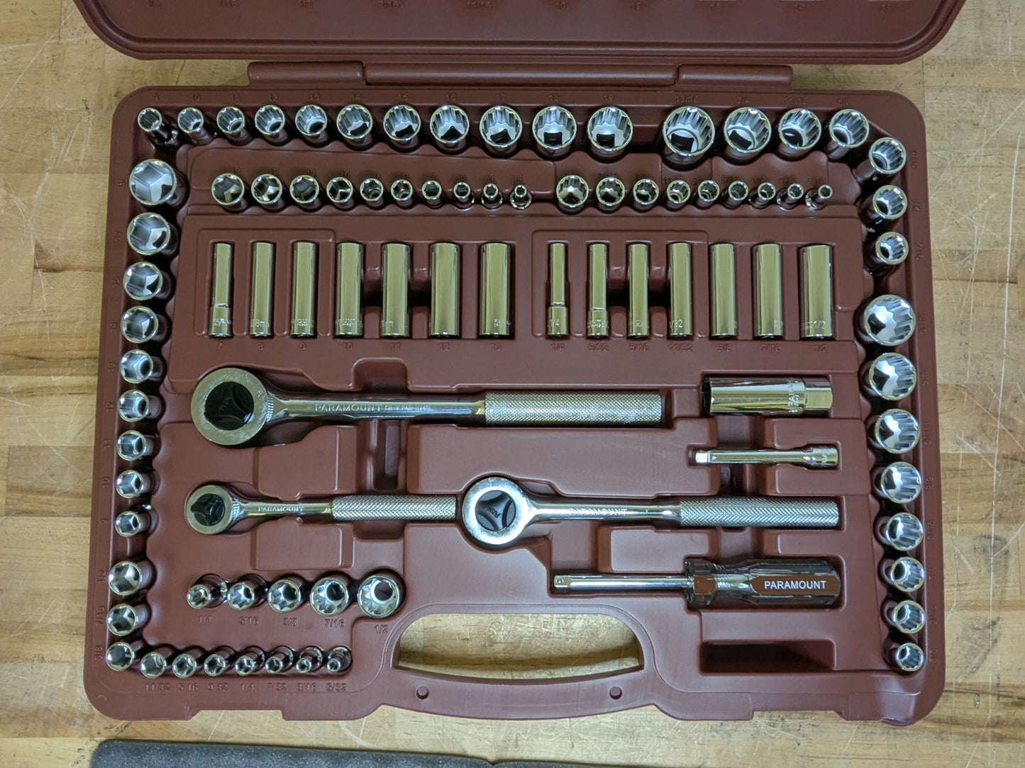 Paramount 107 Piece Socket Set w/ Case 1/4", 3/8", 1/2" Drive 6, 8, 12 Point