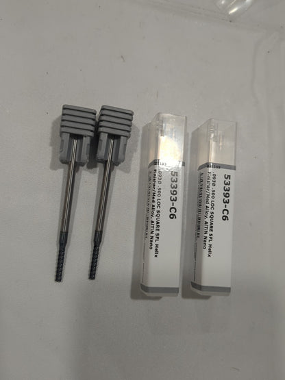 HARVEY TOOL 2pk Square End Mills 3/32" Dia 1/2" LOC 5Fl Carbide 53393-C6