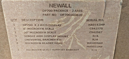 NEWALL Grinding DRO System 2 Axes 8" X 20" DP7002G0820
