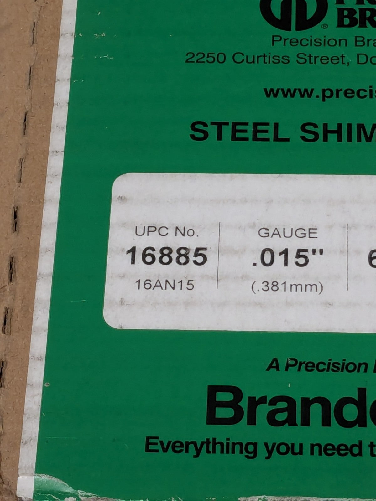 PRECISION BRAND Shim Stock: 0.015'' Thick, 18'' L, 6" W, 1008/1010 Qty 10 16885