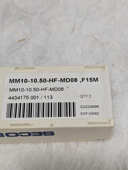 SECO Slotting Milling Tip Insert MM10-10.50-HF-MD08 F15M, Carbide Qty 2 02424996
