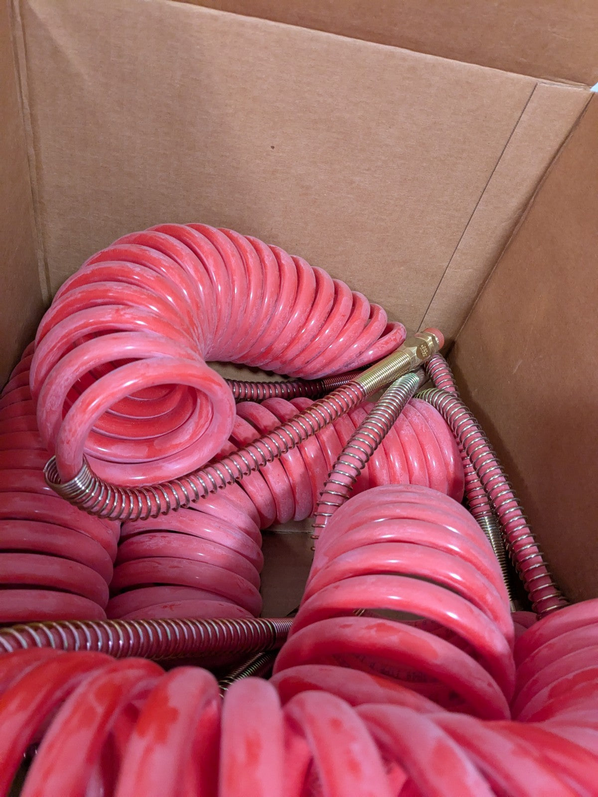 Red Steel Coiled & Self Storing Hose 1/2" ID 15 ft. Long Qty 6 B12220