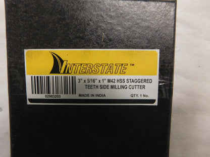 Interstate 3" Diam x 5/16" Face Width Staggered Tooth Side Milling Cutter