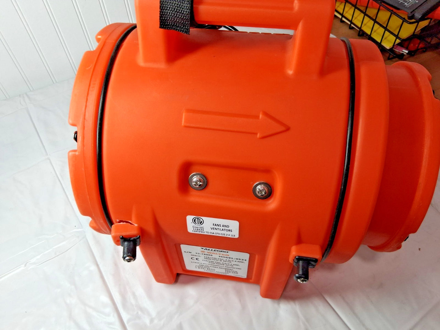 Allegro Axial Blower 1-Speed 115V 0.33 hp 8" Inlet/Outlet Electric 9533