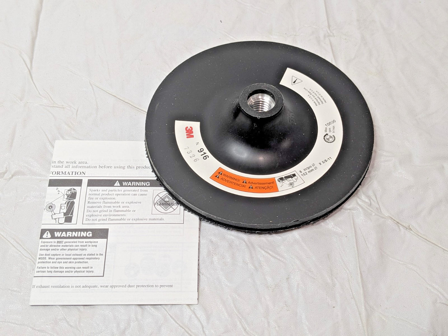 3M Disc Pad Holder 916 152 mm X 6" 5/8 X-11 INT 05682