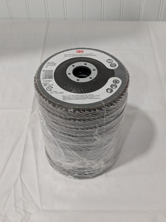 3M Flap Disc: 4-1/2" Dia, 7/8" Hole, 36G, ZA, Type 27 Qty 10 7010363142
