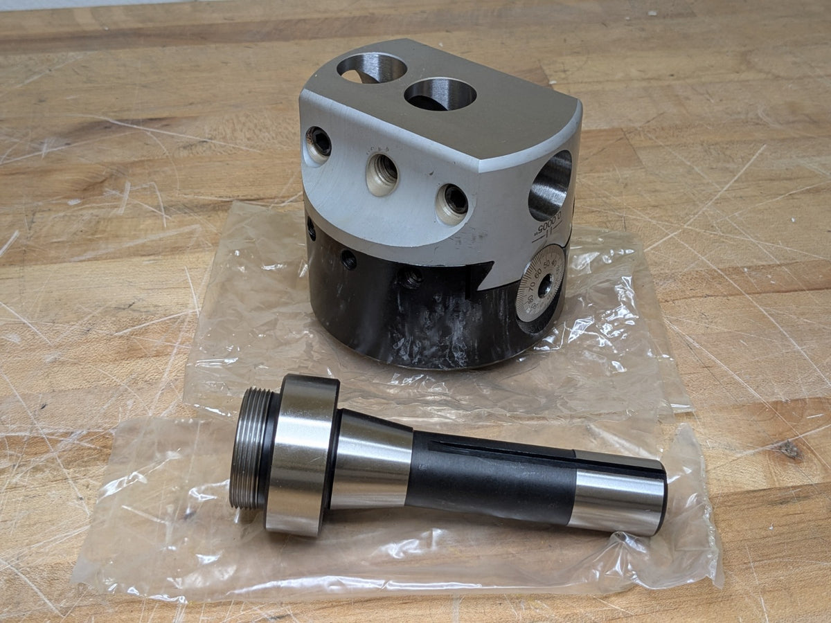 Manual Offset Boring Head w/ R8 Shank 4" Body Diameter 1-1/2-18 Threaded Mo