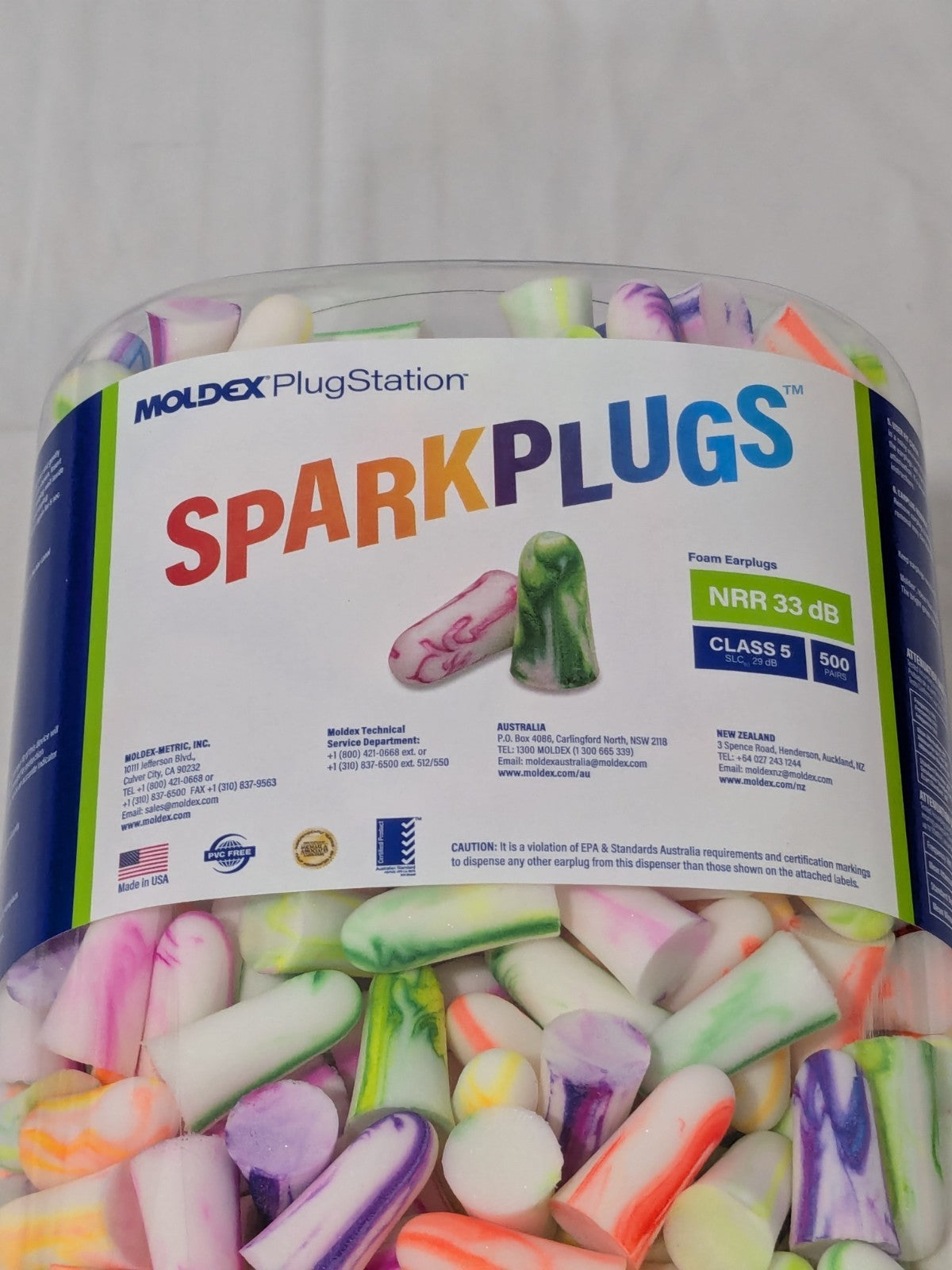 Moldex Earplug Dispenser Refill: 500Pr, Foam, Taper End Shape, 33dB 6645 DAMAGED