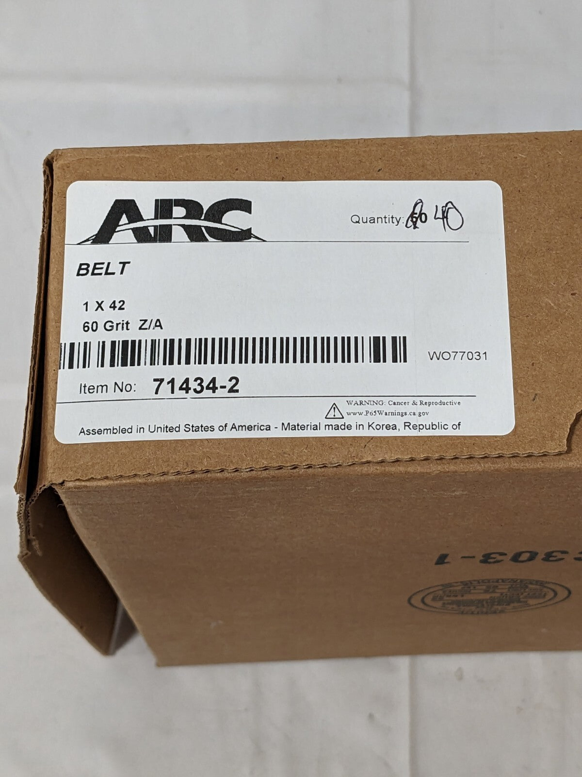 Arc Abrasive Belt ZA/Y 1" X 42" 60 Grit Qty 40 71434-2