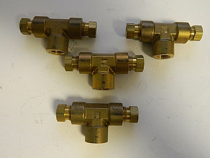 Parker 1/4" Tube OD x 1/8-27 MPT Brass Compression Tube Female Branch Tee Q