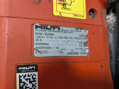 Hilti Heavy Duty Diamond Core Drill 240 - 2220 RPM 120v 20A DD250 Parts / Repair