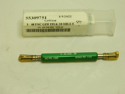 GF GAGE Plug Thread Gage: #3-40 Thread, 2B Class Go & No Go 55309751