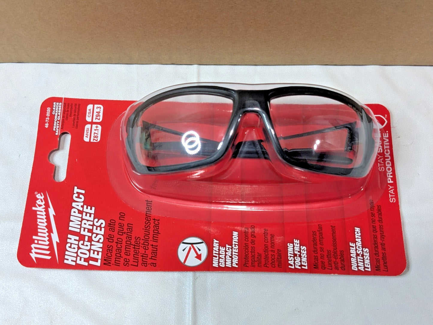 BOX OF 6 Milwaukee Performance Clear Safety Glasses Fog-Free Lenses 48-73-2020