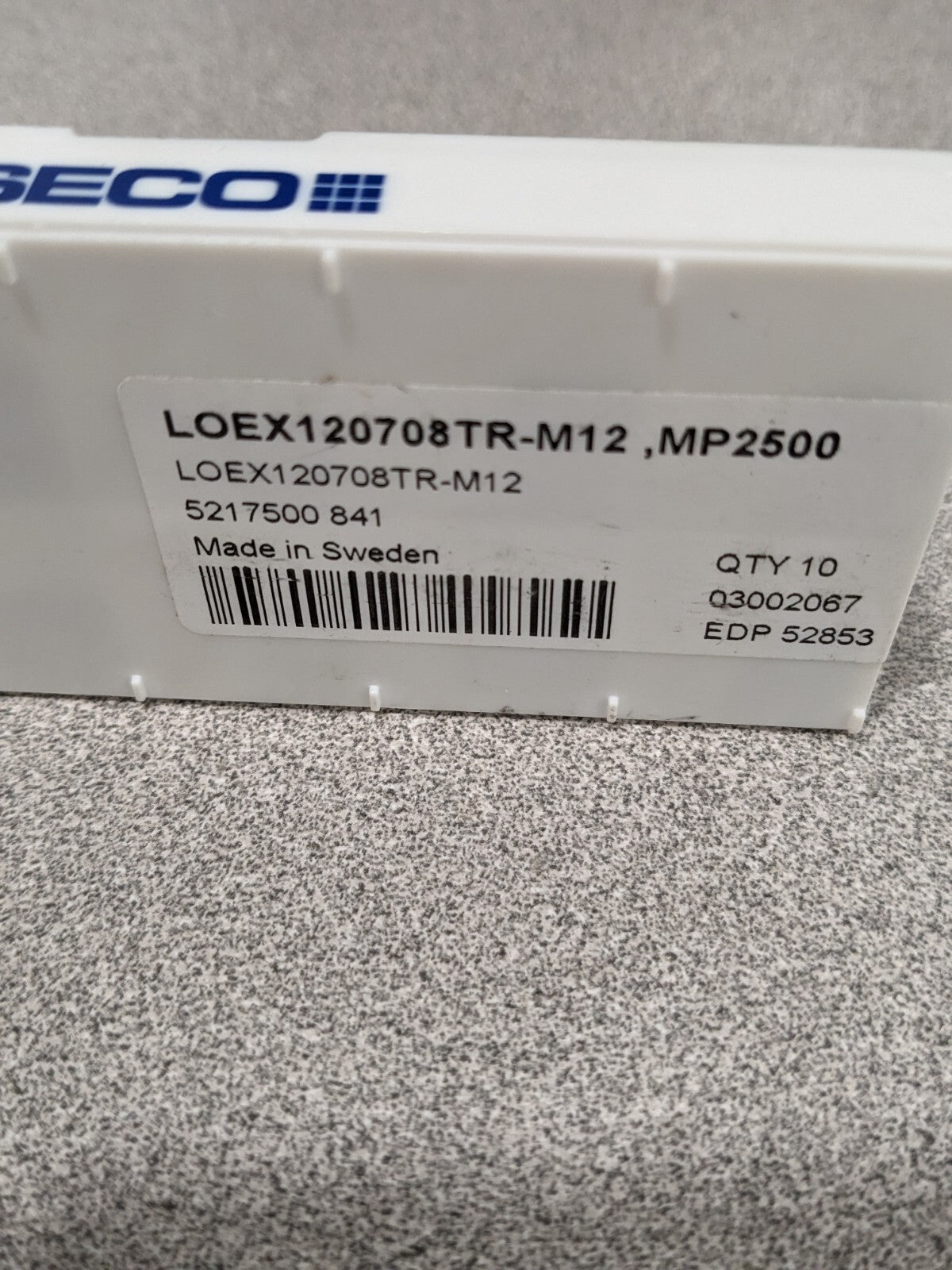 Seco Milling Insert: MP2500, Solid Carbide Qty 10 03002067