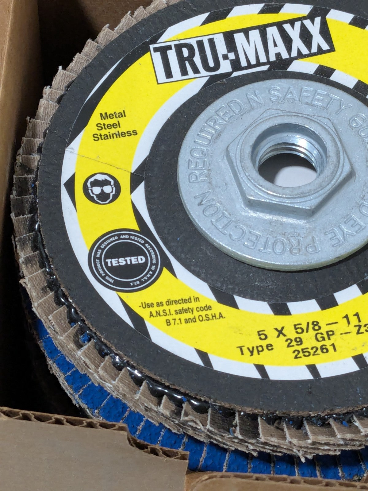 Tru-Maxx Flap Discs 5" 36 Grit 5/8-11 Center Hole Type 29 Box of 10 25261