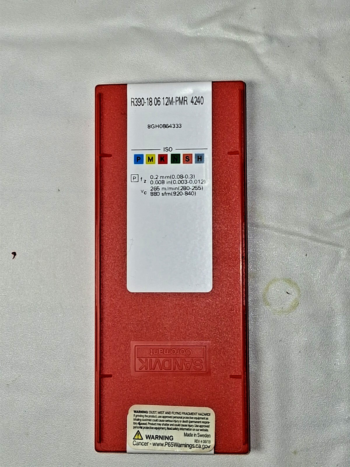 SANDVIK COROMANT Carbide Milling Insert Qty 8 R390-18 06 12M-PM 4240