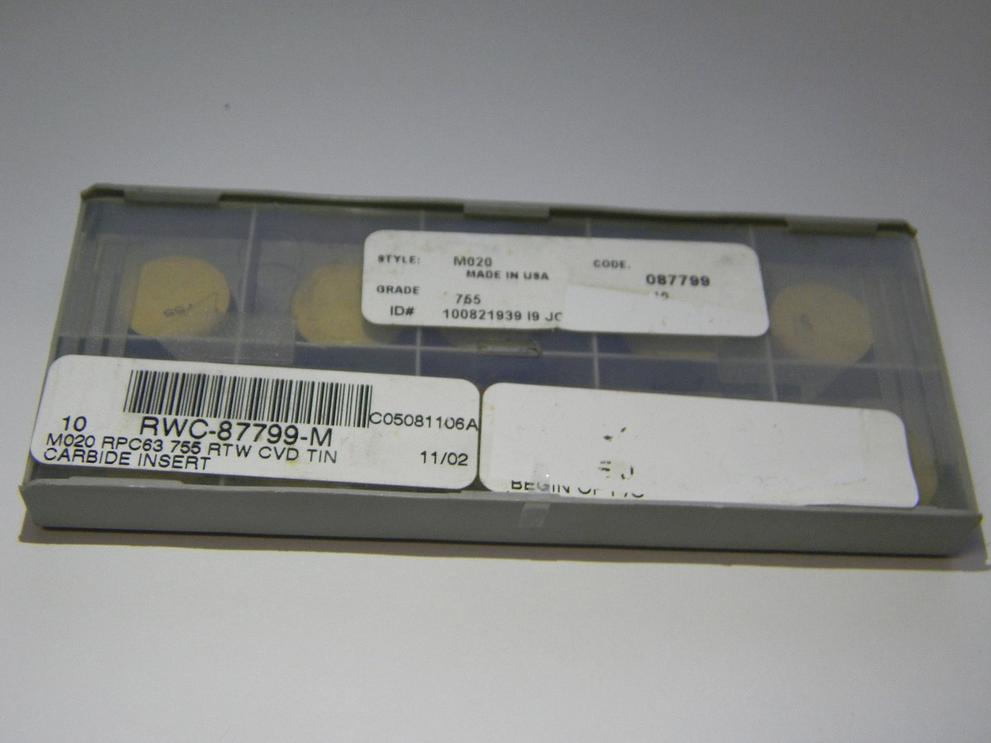 RTW Carbide Inserts RWC-87799-M M020 RPC63 Grade 755 Qty 10 087799