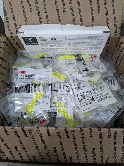3M Earplugs: 26 dB, Foam, Flanged, Roll Down, Corded Qty 100 7000127187