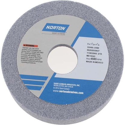 Norton Grinding Wheel: 5" Dia, 60 Grit, J Hardness, Type 6 66252830837