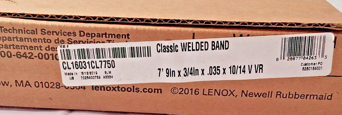 LENOX Classic Bi-Metal Band Saw Blade 7' 9" x 3/4" x .035 10/14 C