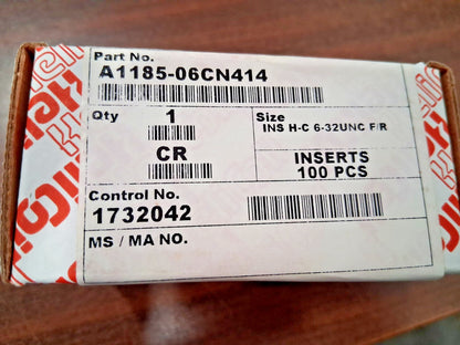 Heli-Coil Free-Running Inserts QTY100 #6-32 0.4140" OAL A1185-06CN414
